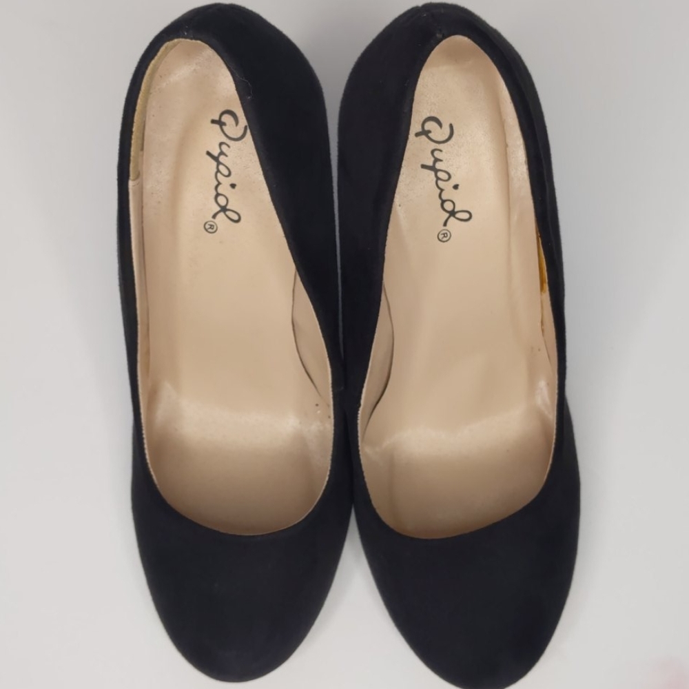 QUPID heel BLACK Faux Suede Size 6 - Picture 4 of 16